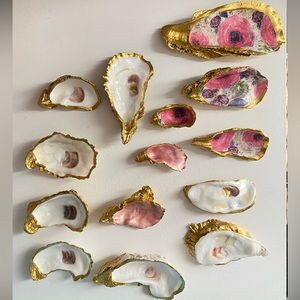 All available oyster shell decoupage trinkets/jewelry dishes